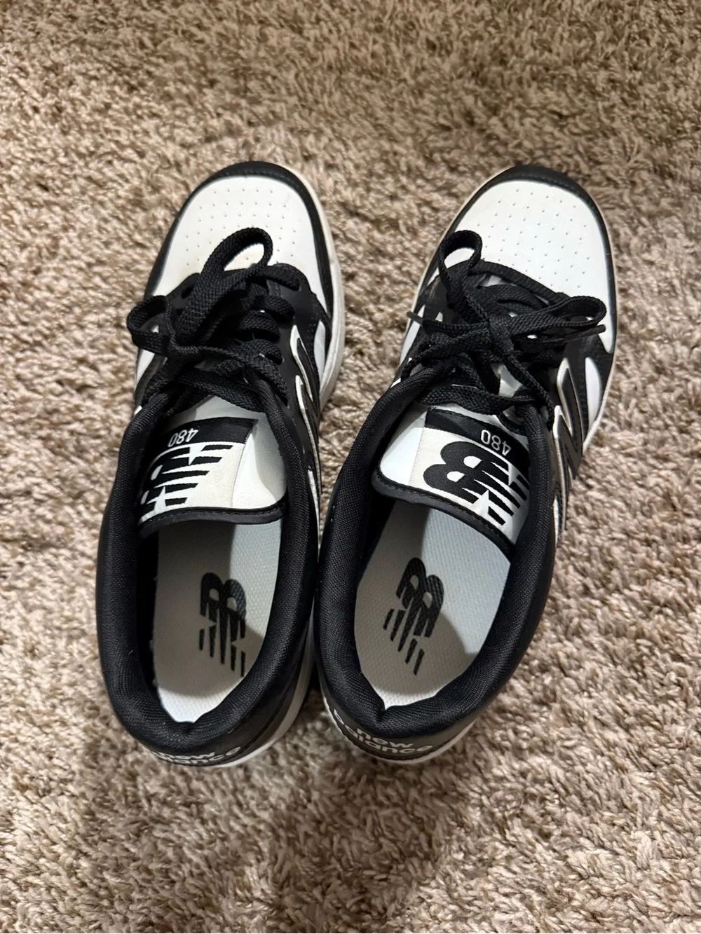 New Balance Kids Black and White Low-Top Sneakers